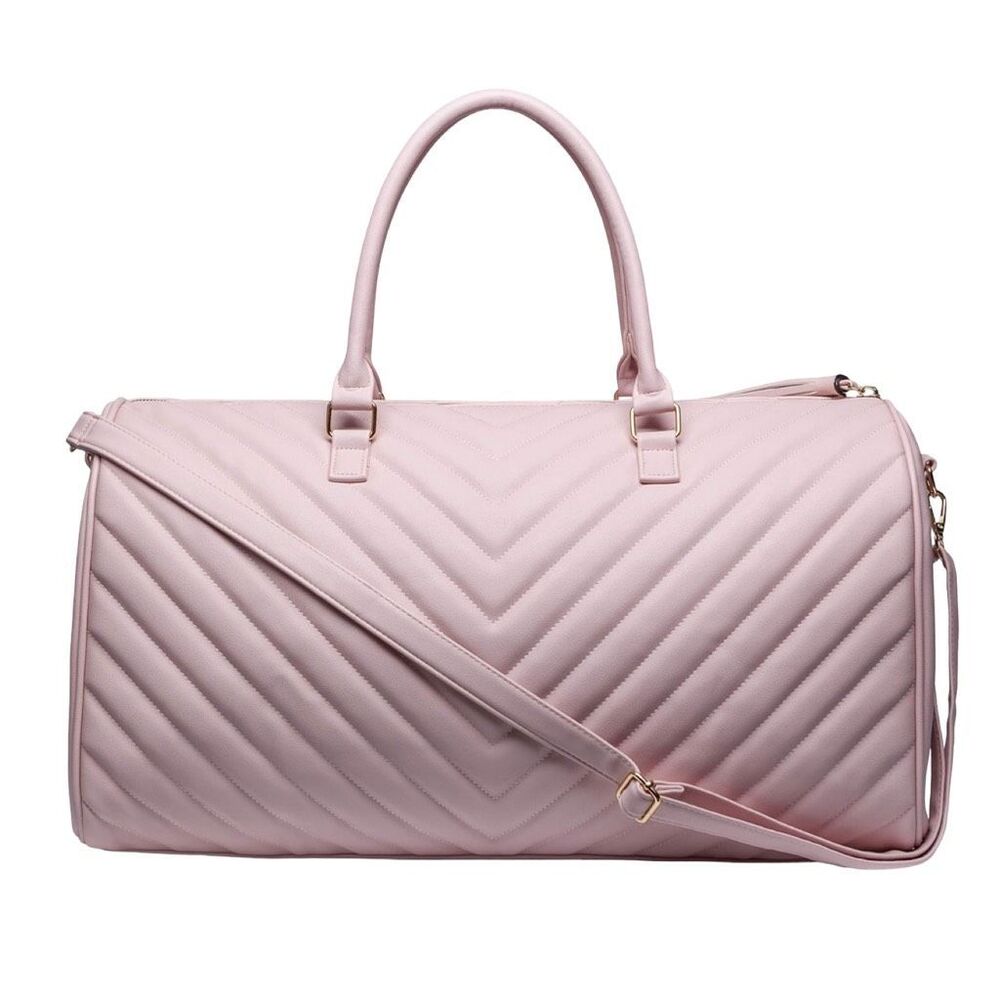 Ms. Lovely Pink Large Chevron Weekender Duffle Bag - 22” x 10” x 11”